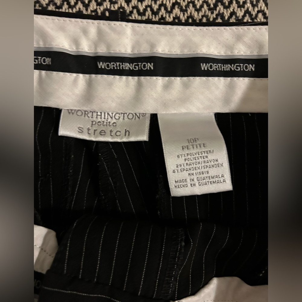 Worthington • Dress Pants, Slacks, Black with White Pinstripes, Straight, 10P - Picture 6 of 10